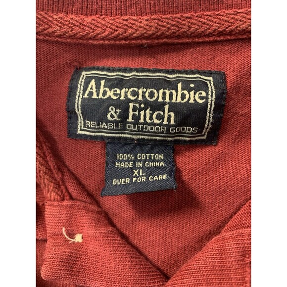 Abercrombie & Fitch Polo Men's Size Medium M Red White Short Sleeve Y2K Cotton - Picture 3 of 5